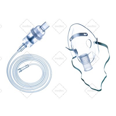 Lopital medikal PVC Nebulizateur Mask ak Twous pou granmoun